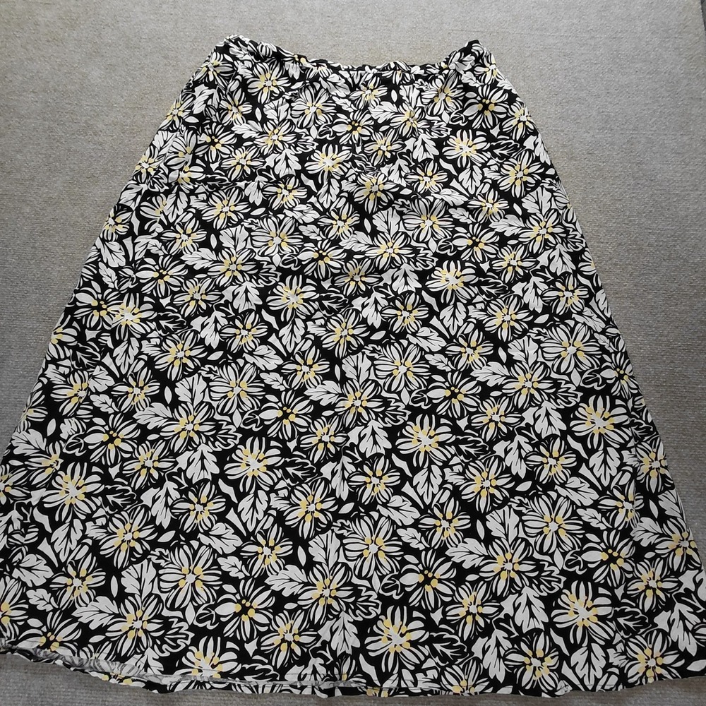 Cato Floral Midi Skirt Womens Plus Size 18/20W‎ Black White Linen Blend A Line